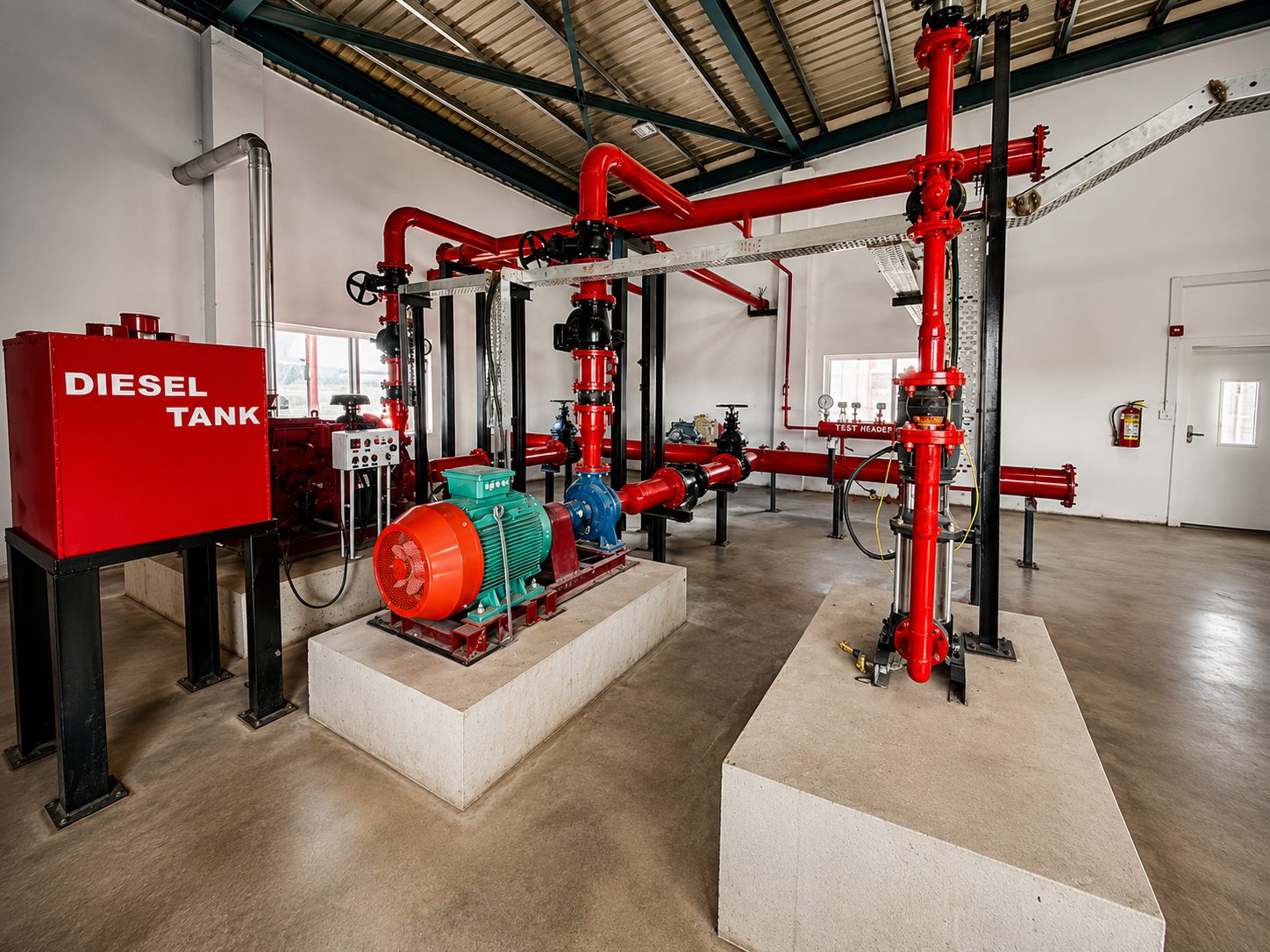 Fire pump room jockey and main pump